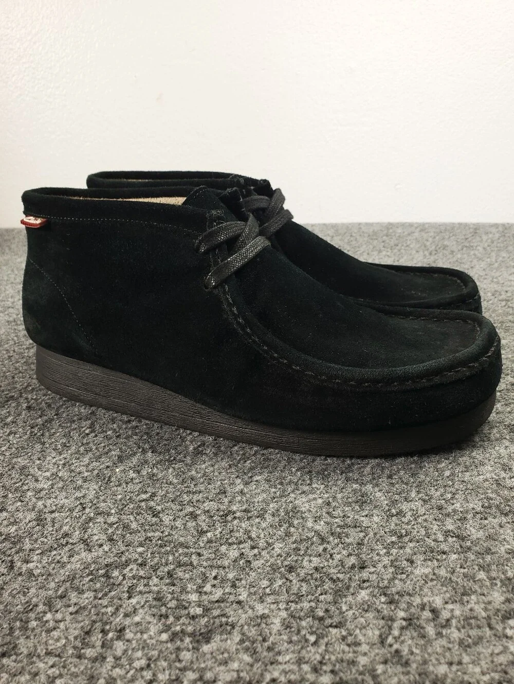 Clarks Stinson Hi Suede Chukka Boots Mens 10 Black Moc Toe Crepe Sole Wallabee